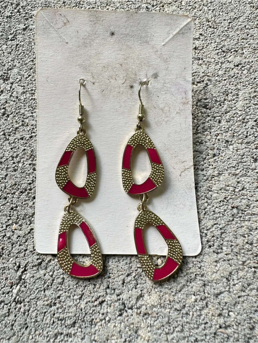Gold-Tone Pink Drop Earrings